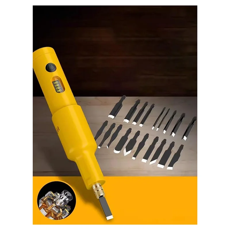 Electric Wood Engraving Machine Rechargeable Portable Handheld Electric Chisel Wood Cutter With 20PCS Replaceable Blades