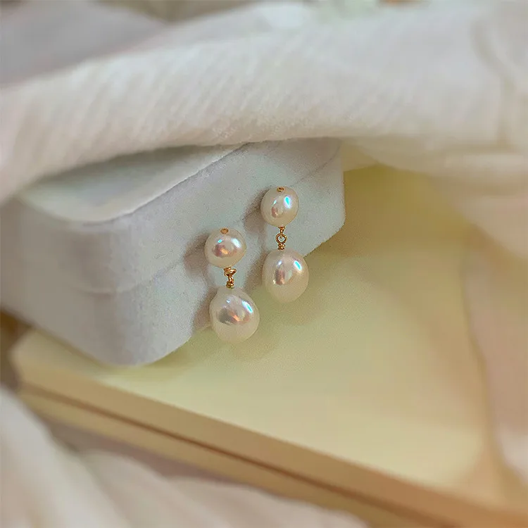 Einfache Design Wasser Tropfen Natürliche Barock Süßwasser Perle 925 Silber Nadel Weibliche Quasten Stud Ohrringe Großhandel Schmuck Geschenke – Detail 4