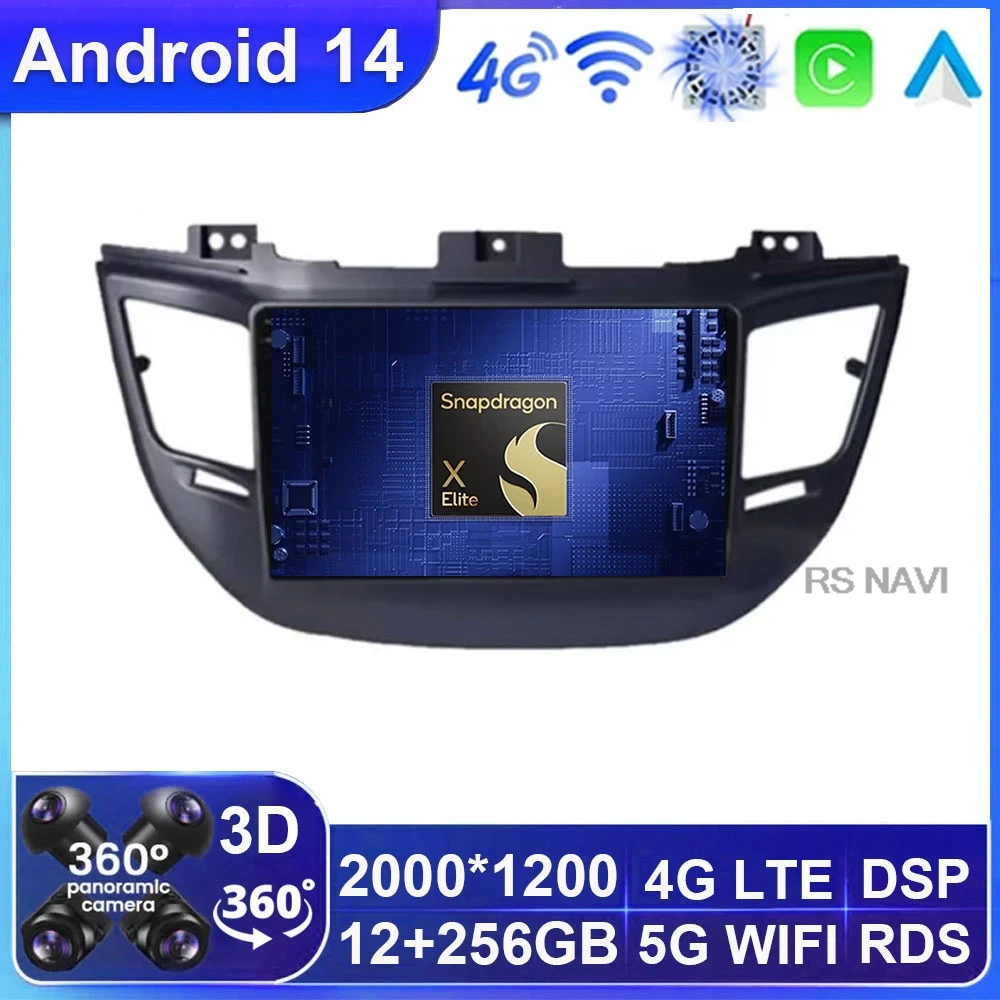 

9" Car Radio Android 14 For Hyundai Tucson IX35 3 2015 2016 2017 2018 Carplay QLED Auto DSP Multimedia Video Player Navigation