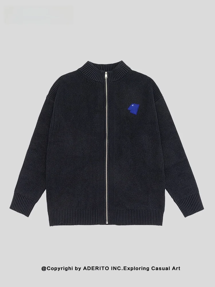 

NANA mat Zipper Knitted Open Cardigan Warm Men's Loose Couple Sweater Outerwear Polyester Fiber Winter Regular Length