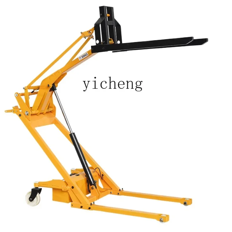 TQH Hand Push Foldable Crane Loading and Unloading Truck Electric Hydraulic Stacking Truck Single Arm Crane Battery Forklift