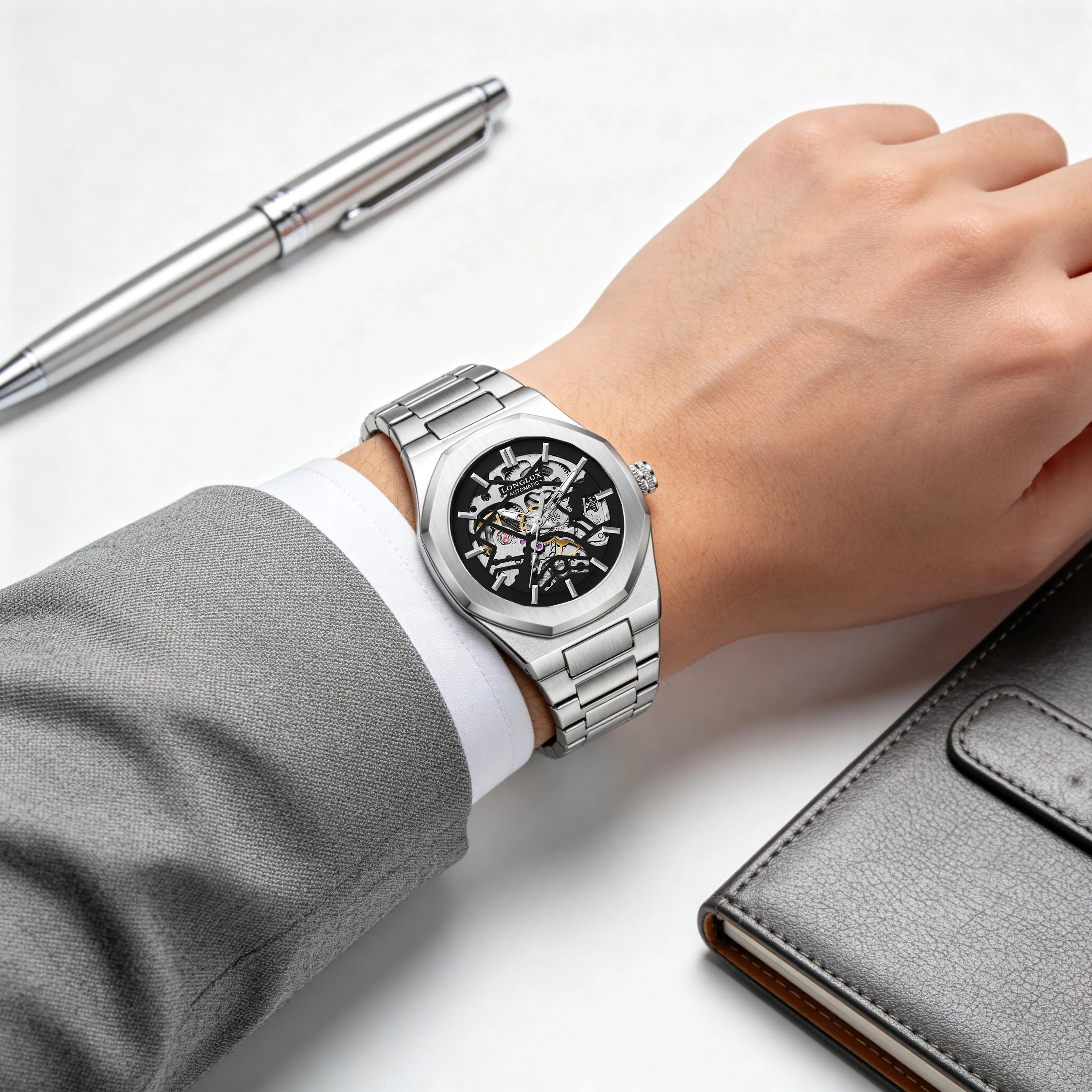 Men's Automatic Skeleton Watch with Waterproof Design