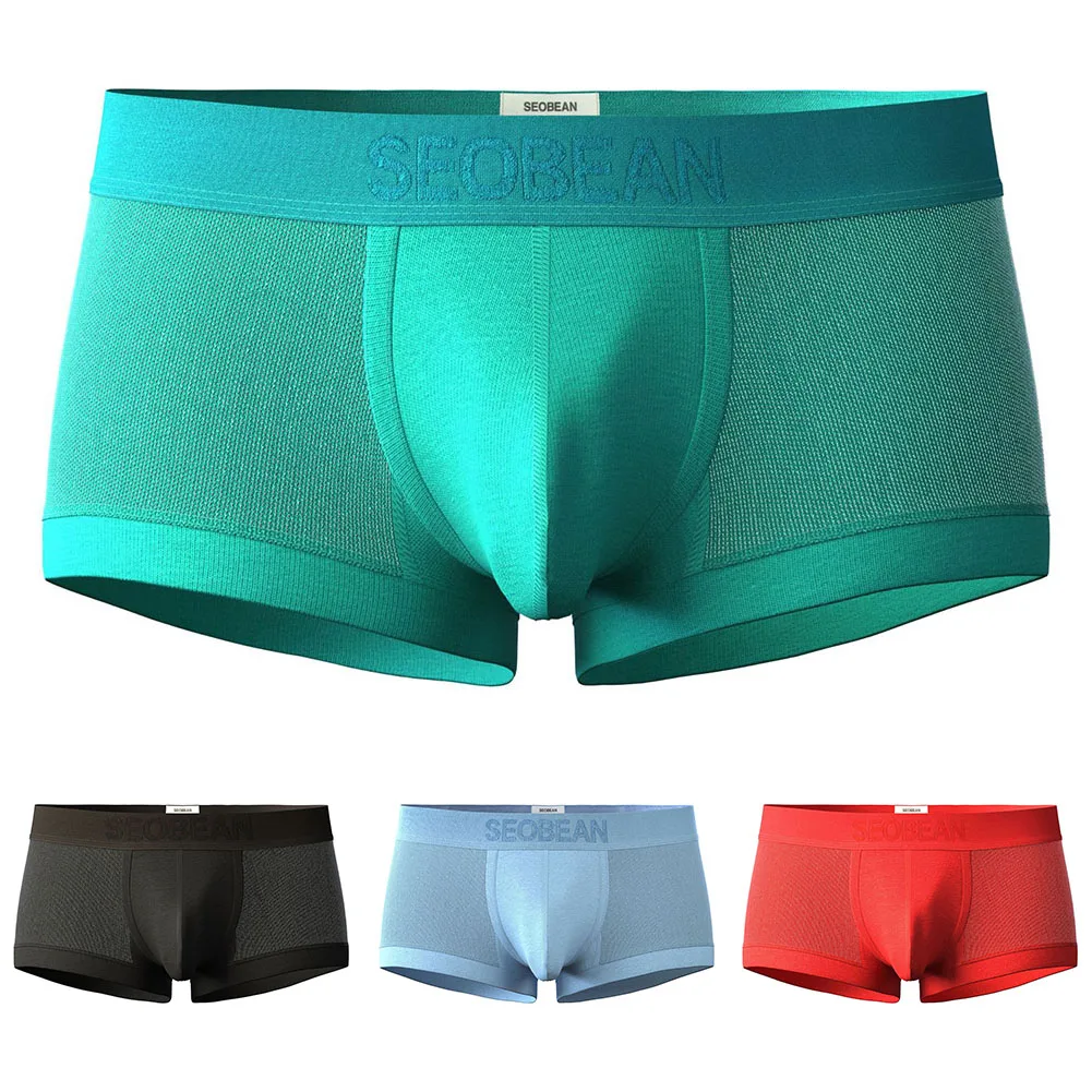 Men Mesh Translucent Underwear For Hot Man Boxer Shorts Breathable Soft Lingerie Mid Waist Seamless Underwear For Hot Man Trunks