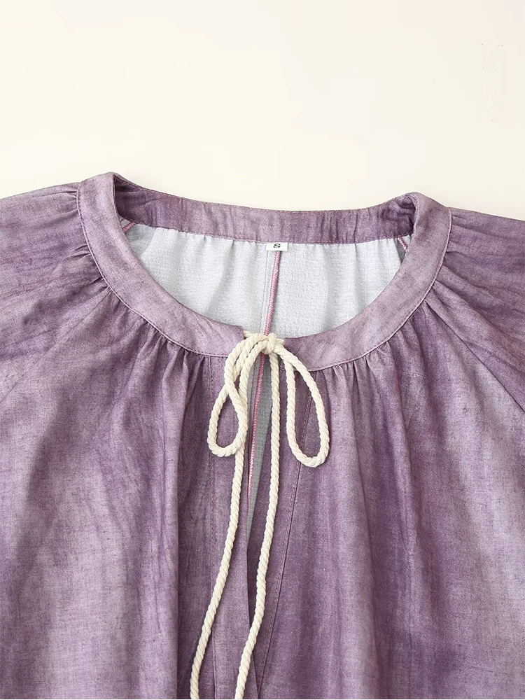 Robe longue à col rond pour femmes, style européen, nouvelle mode, tempérament polyvalent, simple, teinture par nouage