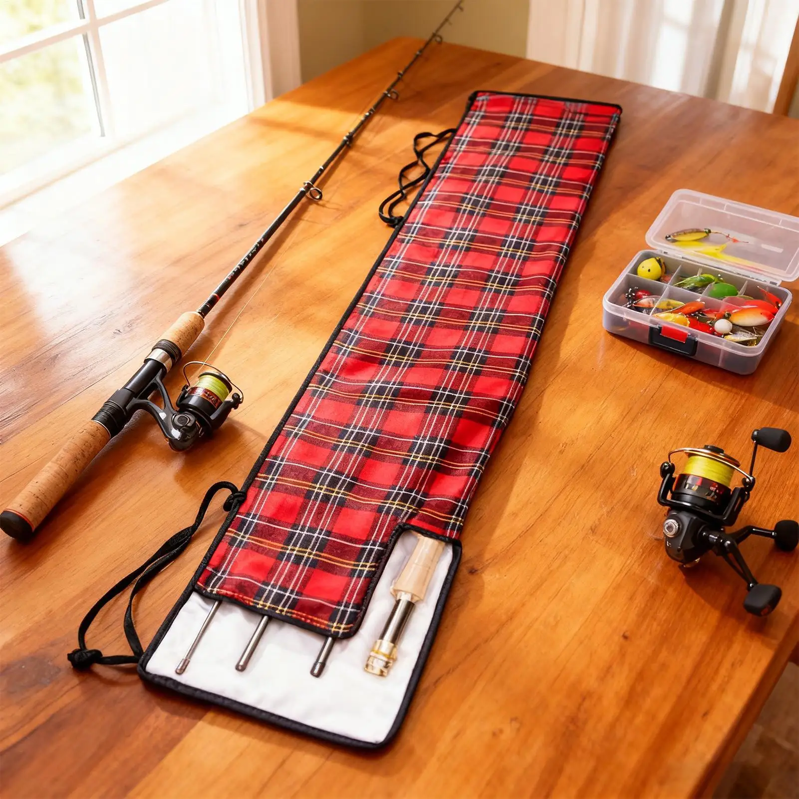 

Fishing Pole Sleeve 4 Compartments Portable Cover 33 Inch Fishing Rod Covers For Boat Shore Travel Transportation Lake River