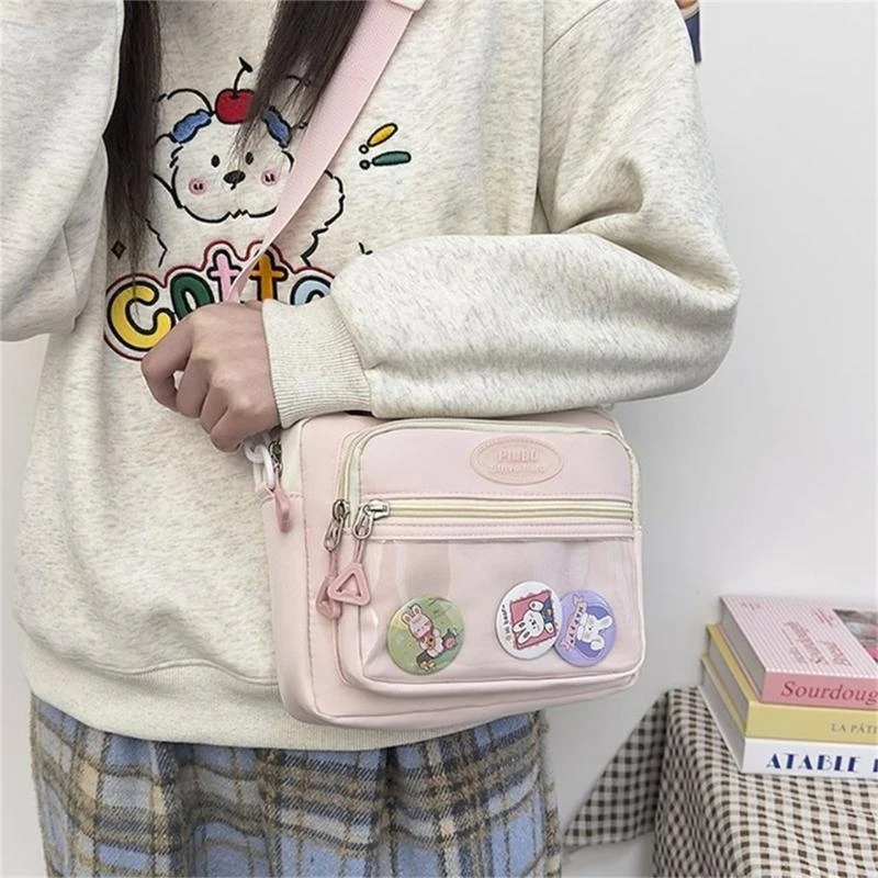 340D Practical Ita Bag with Badge Space Display Nylon Shoulder Bags Casual Crossbody Purse For Individualistic Expression
