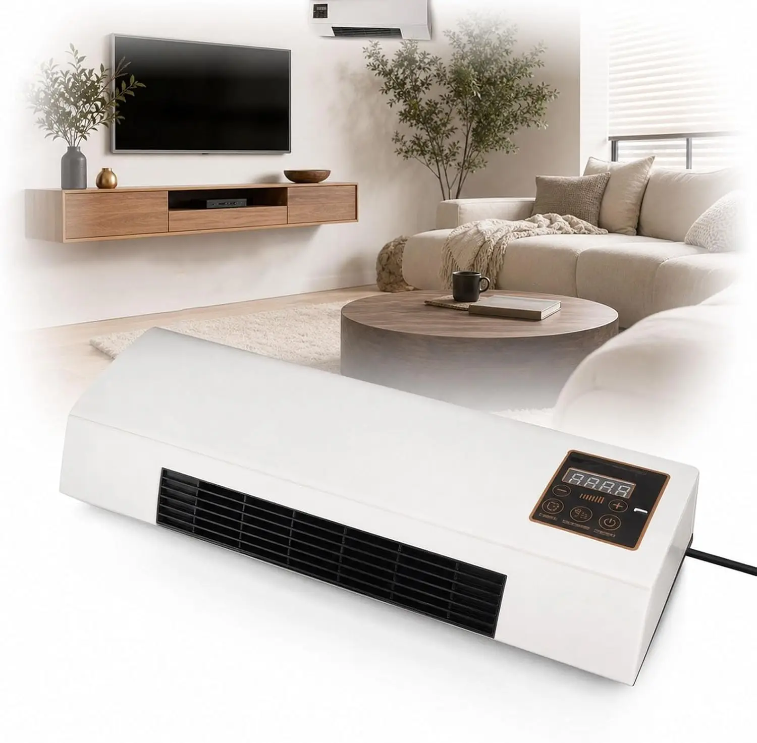 Wall Mounted Air Conditioner Fan Cooler, 2-in-1 AC and Heater Combo Unit, No Window Needed Smart Quiet Room Air Conditioner with Remote for Bedroom Kitchen Home Office Indoor