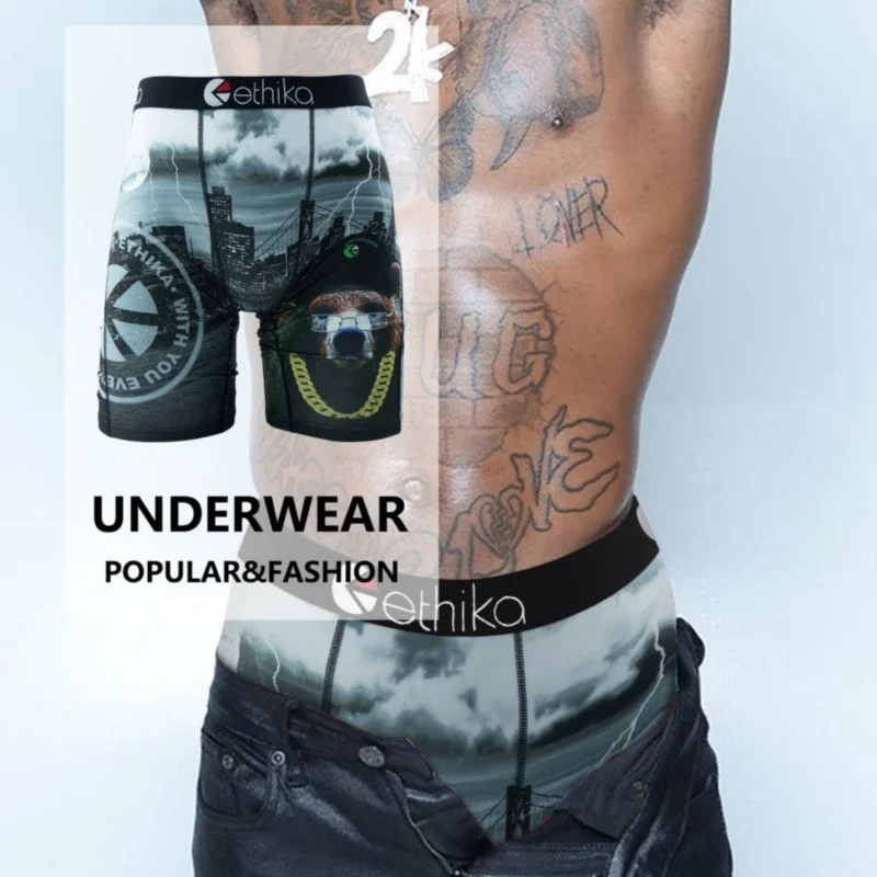 

ETHIKA Men Underwear Boxers Breathable Mesh Crotch Man Swimming Underpants Plus Size S-3XL Mens Panties Sexy Men's Boxer Briefs