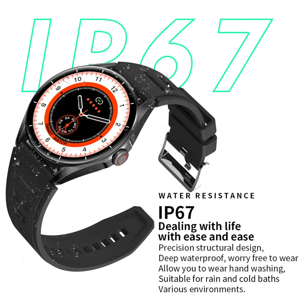 New Men Women 1.43" AMOLED Screen Blue Tooth Call Sports Fitness Smartwatch 24H Heart Rate Smart Watch Waterproof Watches Music