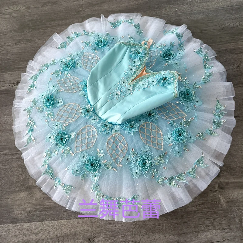 New Designs Professional High Quality Kids Girls Women Adult Custom Size Gradiant Green White Ballet Tutu Costumes