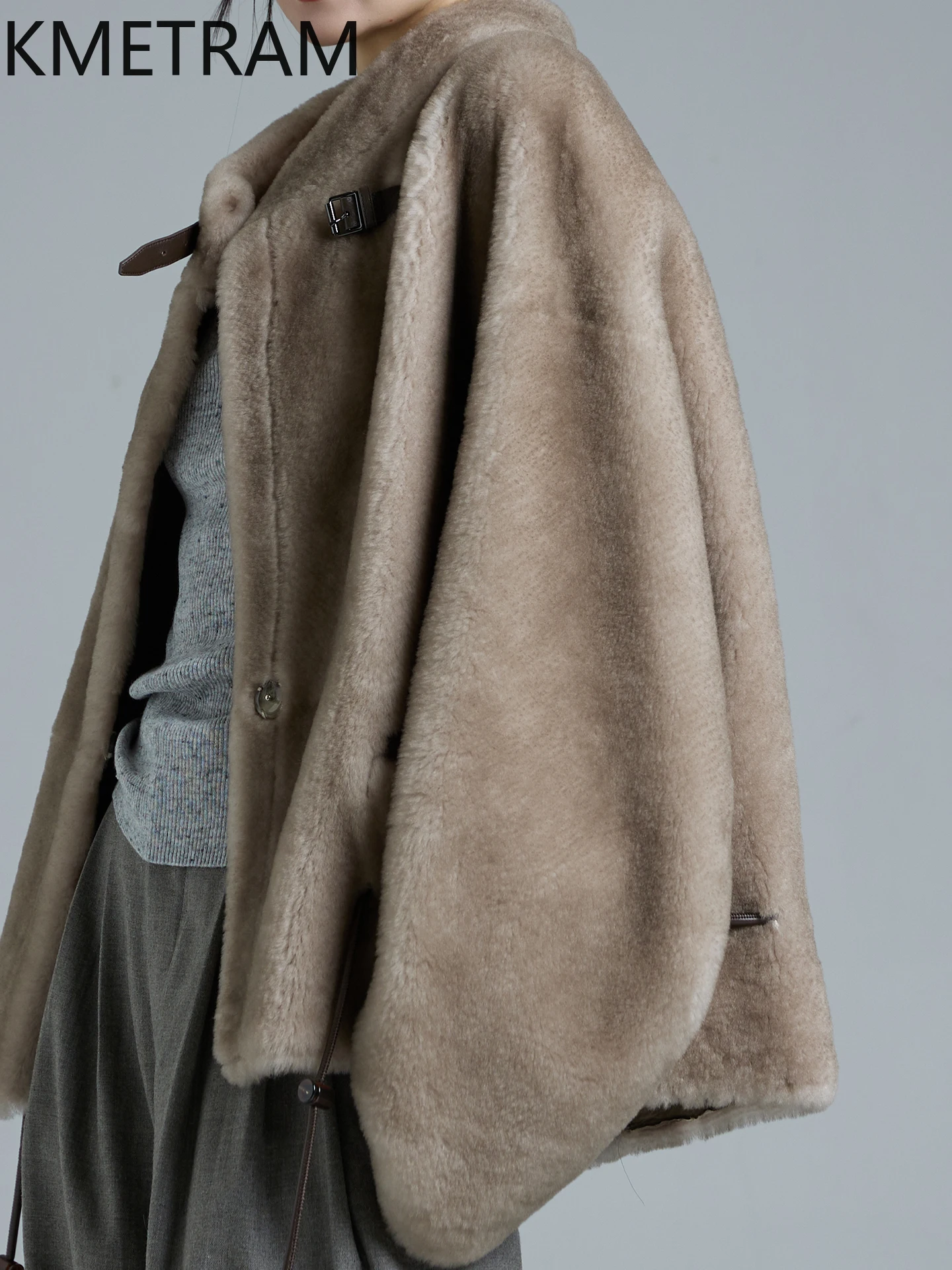 KMETRAM 100% 천연 양모 럭셔리 모피 코트 여성용 겨울 2025 리얼 퍼 코트 숏 신상 아우터웨어 여성용 모피 코트