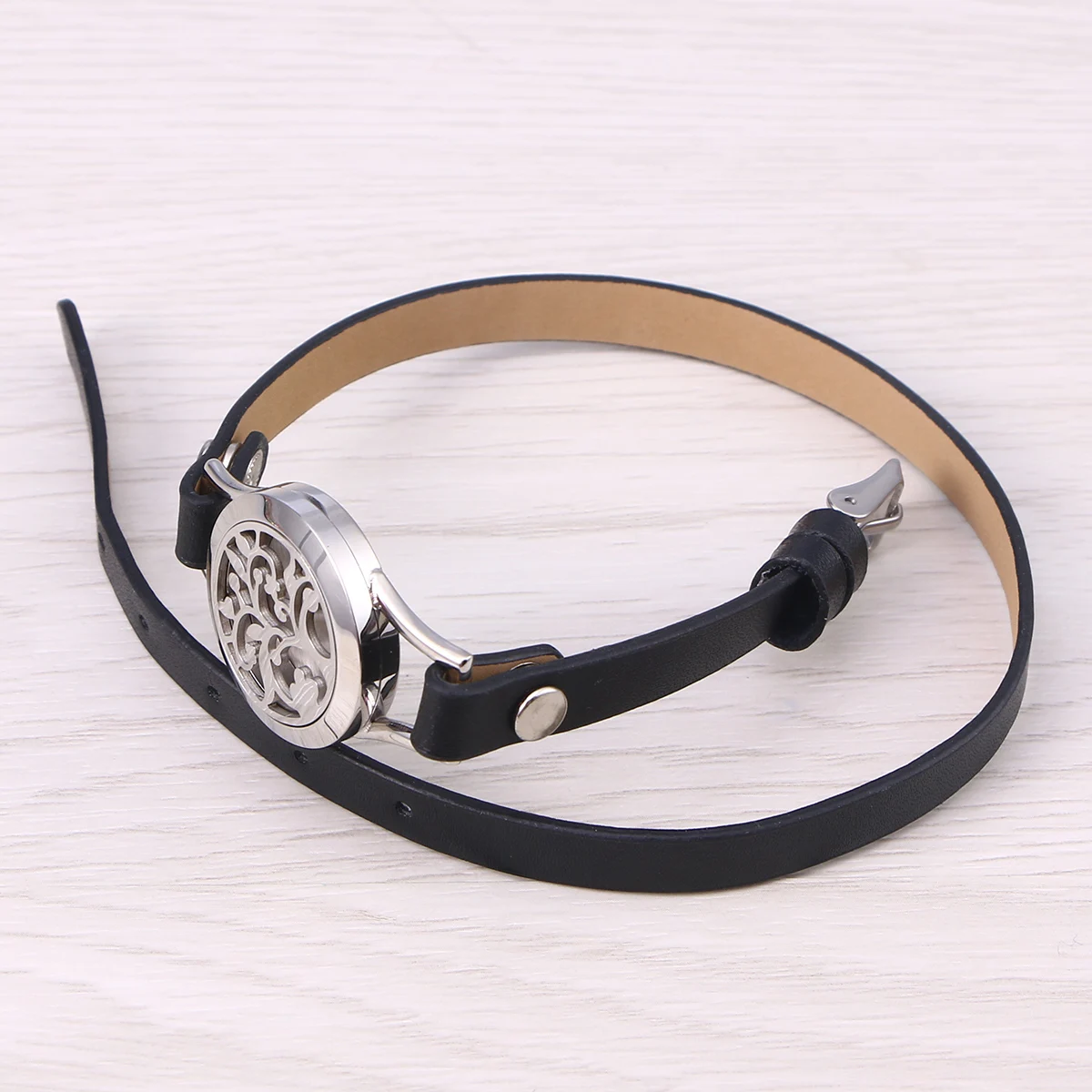

Fashionable Stainless Steel Bracelet Perfume Bracelet Stainless Steel Bangle Bracelet (With Magnet, Black)