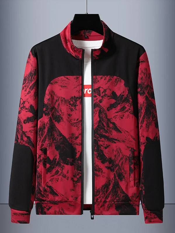 Casual Sportswear Set for Men Outdoor Windproof Stand Collar Open Cardigan Jacket And Leisure Pants Autumn Fashion Polyester ...