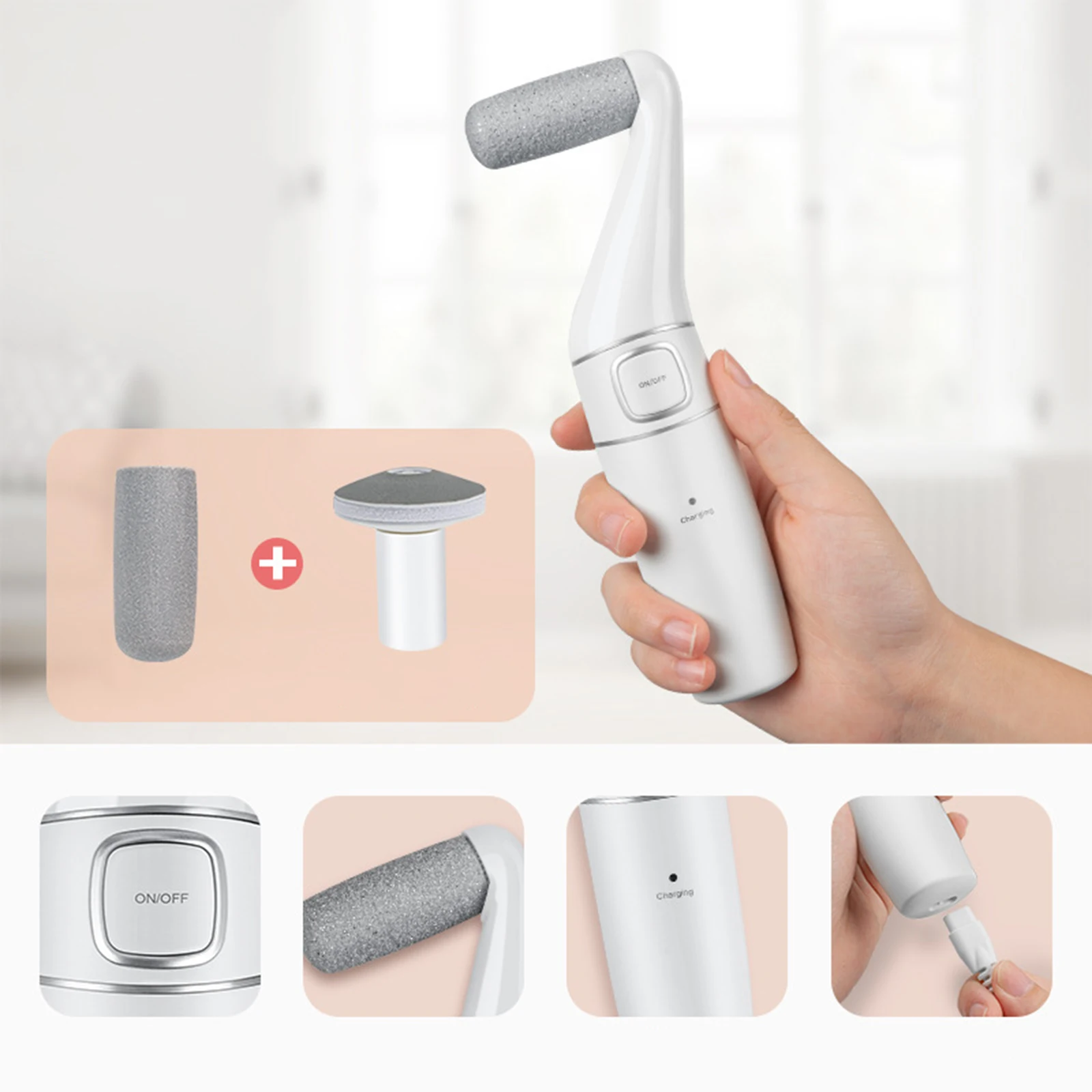 2 in 1 Electric Feet Callus Remover Professional Manicure Scrubber for Stubborn Feet Hands SPA Hard Skin Removal Dry Skin Travel