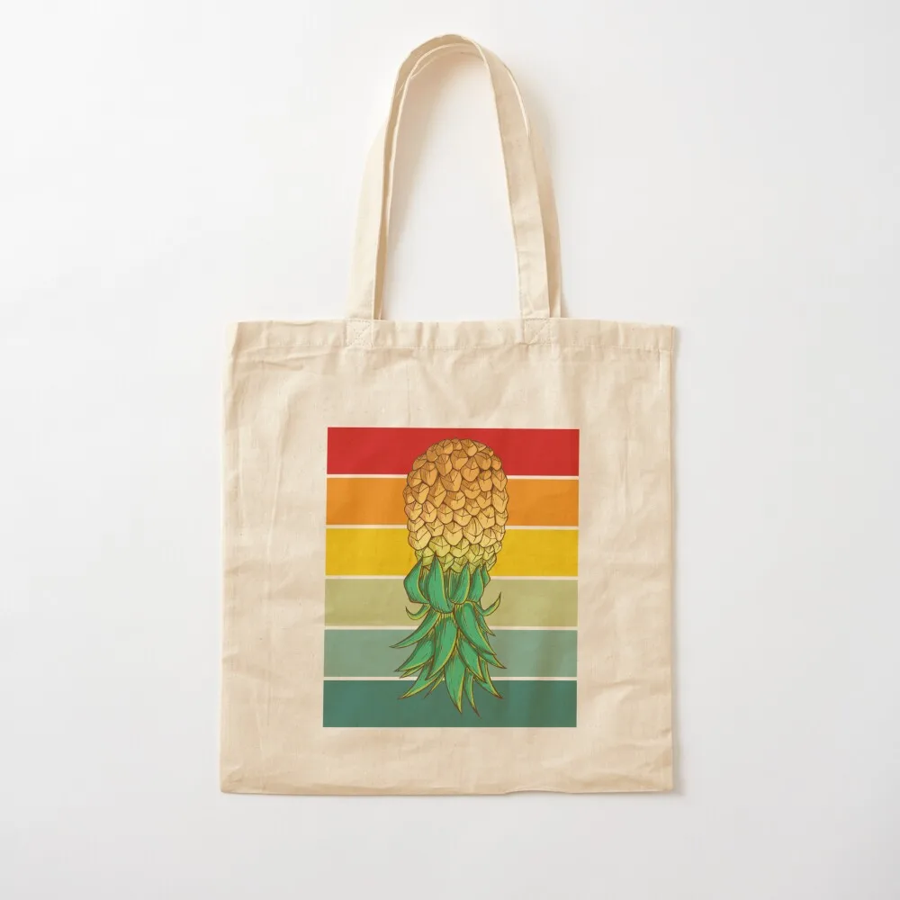 Komik Baş Aşağı Ananas Swinger Retro Vintage Swinger Tote Çanta kadın alışveriş çantası sevimli kese çanta