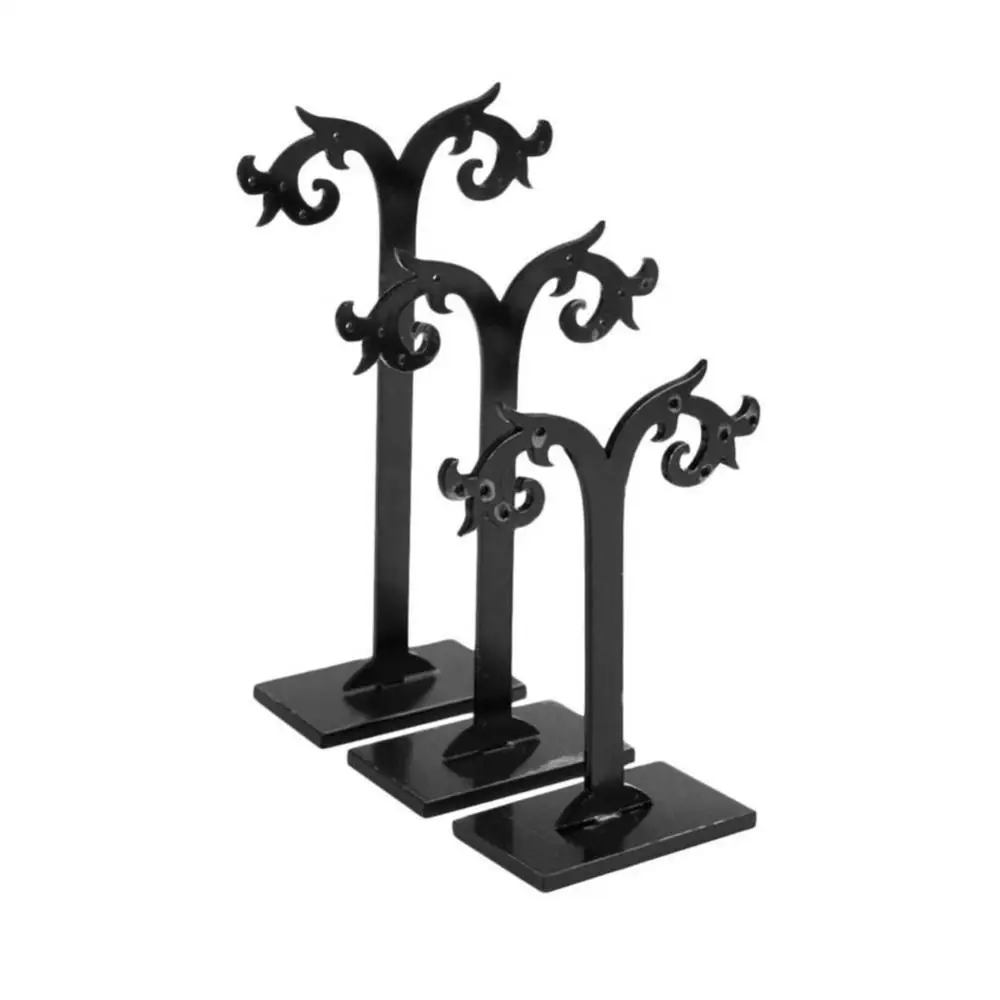 3Pcs  Black Acrylic Stand Holder Show Rack Crotch Earring Ear Studs Jewelry Rack Display Storage Hanger Holders