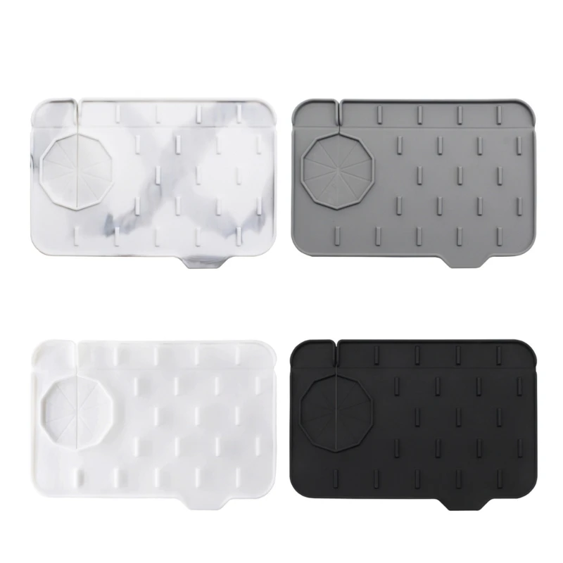 Silicone Sink Splashes Guard Mat Soap Dish Faucet Handle Drip Catch Holder for Bathroom and Kitchen Countertop Dropship