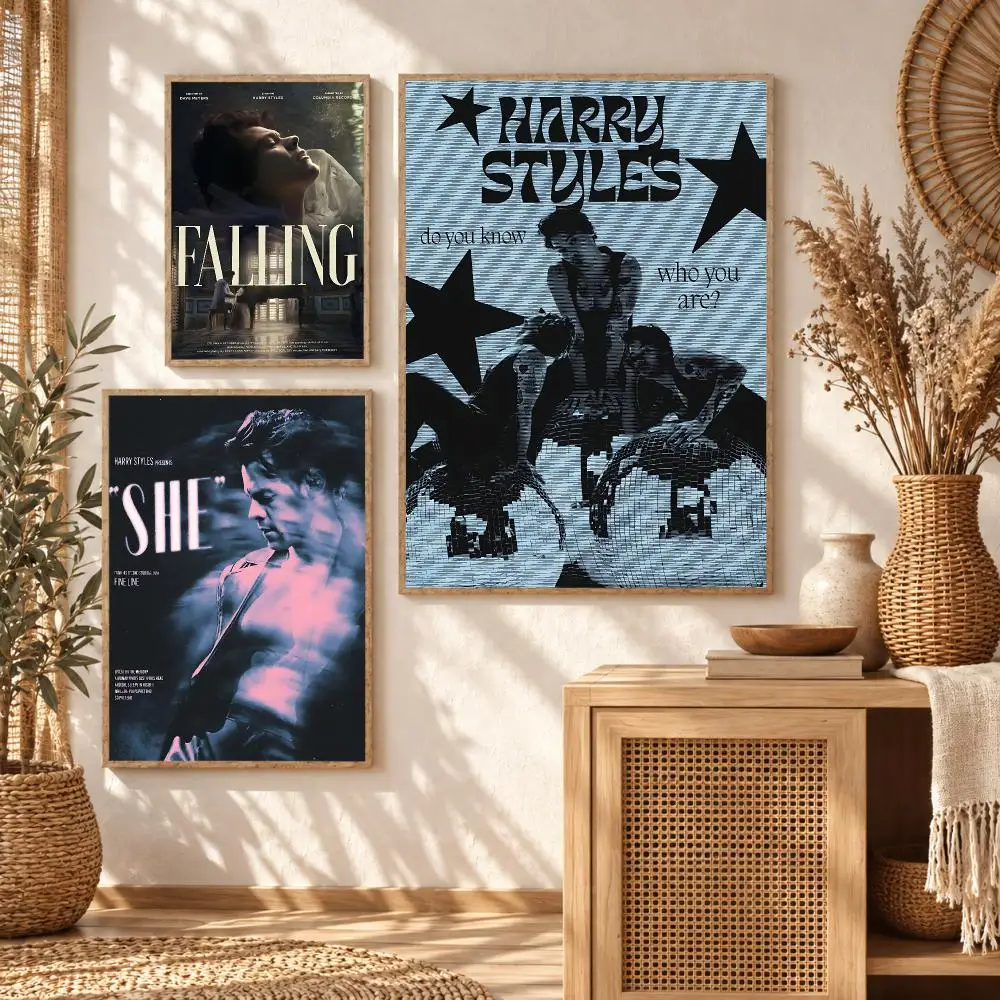 H-Harry Styles Poster Wall Stickers Self Adhesive Art Decals for Bedroom Living Room Home Decor Print Mural HD Gift