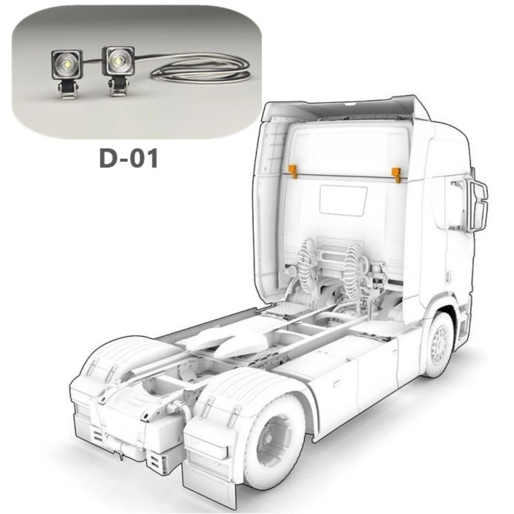 Square Spotlight Equipment Rack LED D-01 for 1/14 Tamiya RC SCANIA 770S Construction Machinery Crawler Cars Trailer Toy Parts