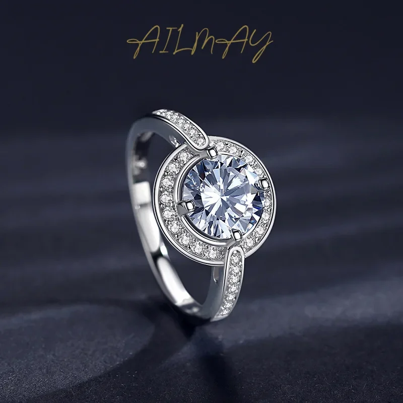 Nouvelle bague en argent regardé S925 pour femmes, InlayCircular3-caratSimulatedDiamond de luxe transfrontalier européen et américain