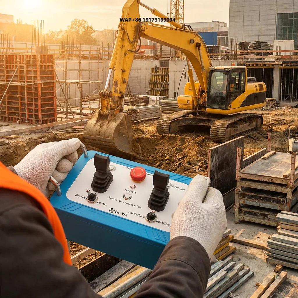 BY-008 2-Joystick Wireless Proportional Remote Control for Crane Excavator 12V/24V Industrial Radio Controller IP68 Protection