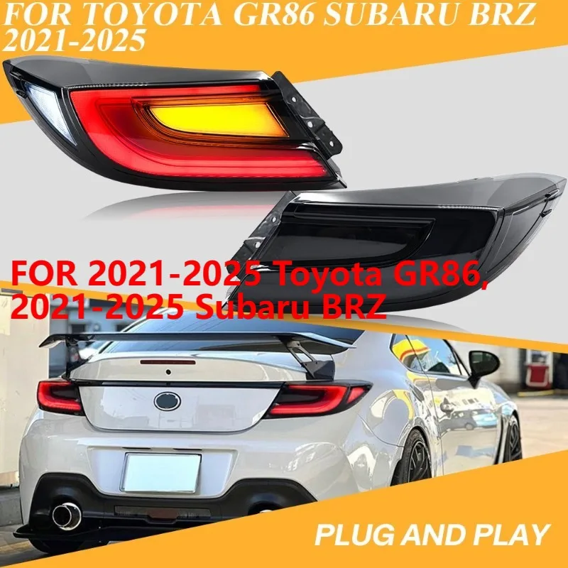 

Для Toyota GR86 2021-2025 Subaru BRZ дымчатые светодиодные задние фонари DRL, пара задних фонарей