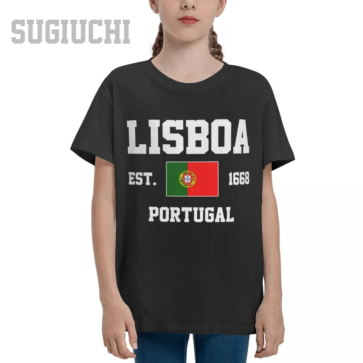 Unisex Youth Boy/Girl Portugal EST.1668 Lisboa Lisbon Capital T-shirt Kids tshirt tee 100% Cotton T Shirt o-neck short Children