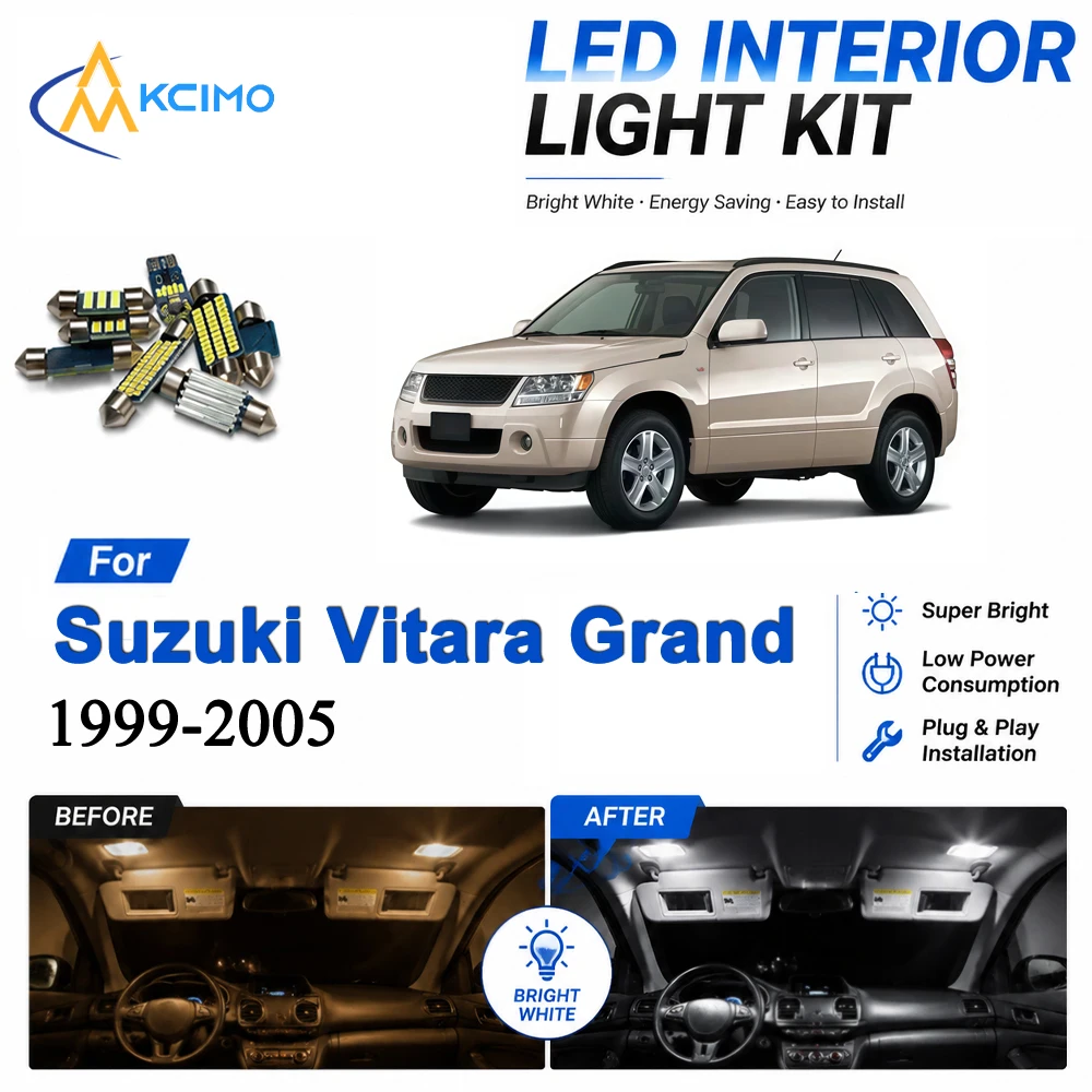 White/Blue Interior LED Light For Suzuki Vitara Grand Vitara MK2 1999-2005 Premium Dome Map Lamp Night Drive Lighting