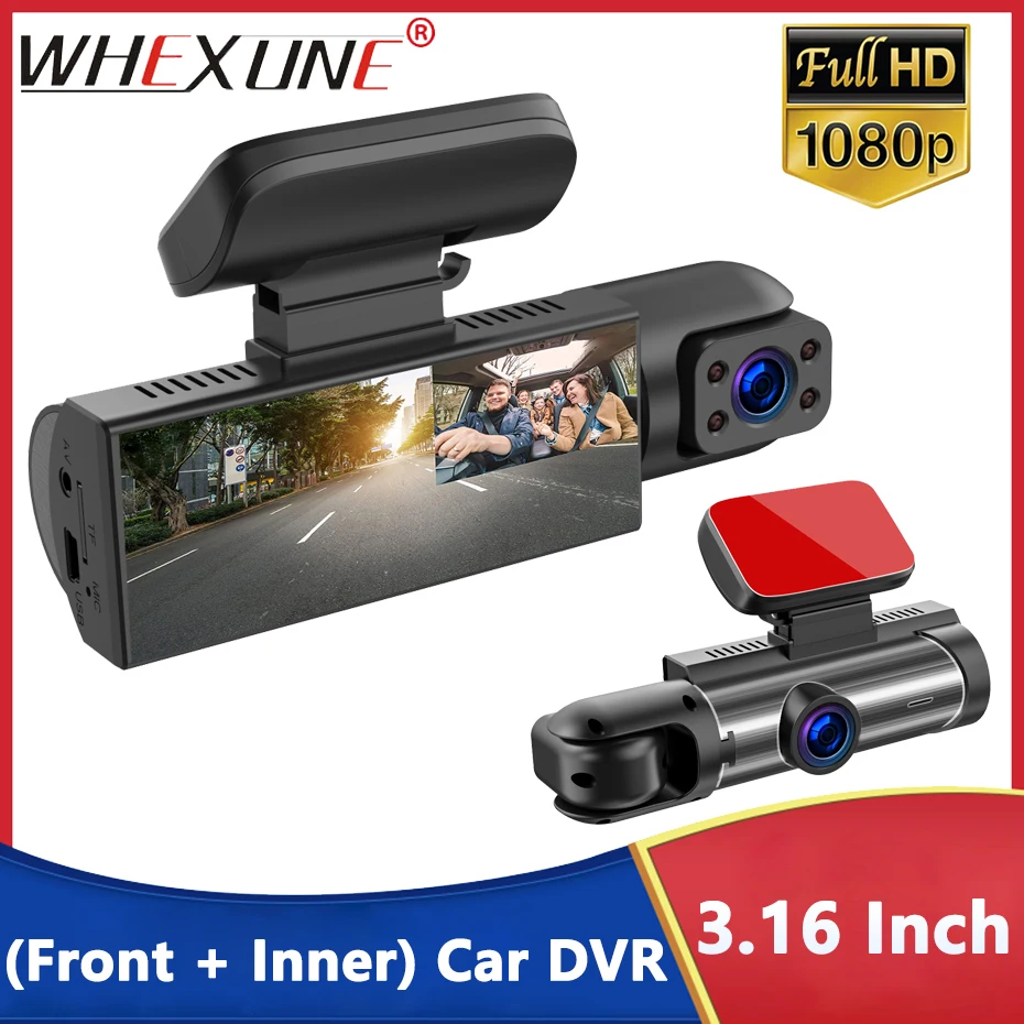 

1080P Dual Lens Camera,Dash Cam For Cars Front And Inside Car Camera IR Night Vision Loop Recording Wide Angle Car DVR Cameras