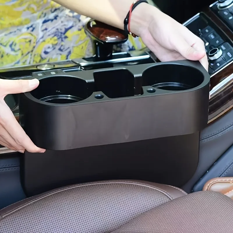 

Multifunctional Car Seat Gap Storage Box Dual Cup Holder Insert Design Organizer Durable Auto Interior Accessories