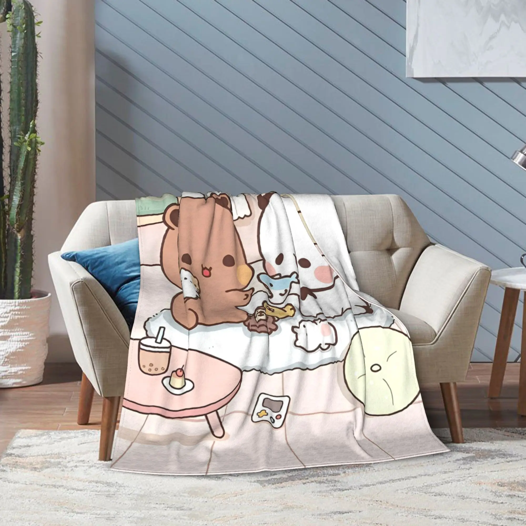 Bubu Dudu Throw Blanket for Couch Soft Cozy Plush Blanket Kawaill Couple Bears 50x60 Inches Multi-size Bedspread for All Seasons