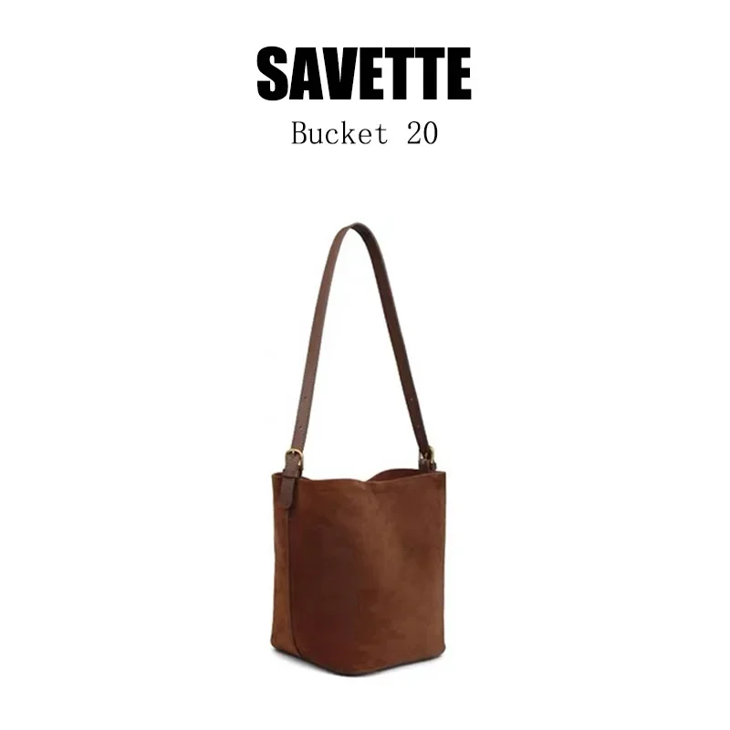 SAVETTE Bucket 20 Single Shoulder Crossbody Bag Women Fashionable  Suede Solid Color High Quality Genuine Leather Bucket Bag