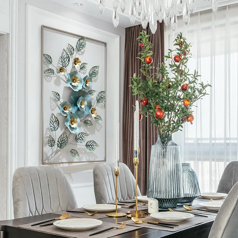 European Style Porch Wrought Iron Framed Three-dimensional Flowers  Plants Wall Decoration Restaurant Aisle Personality Hanging
