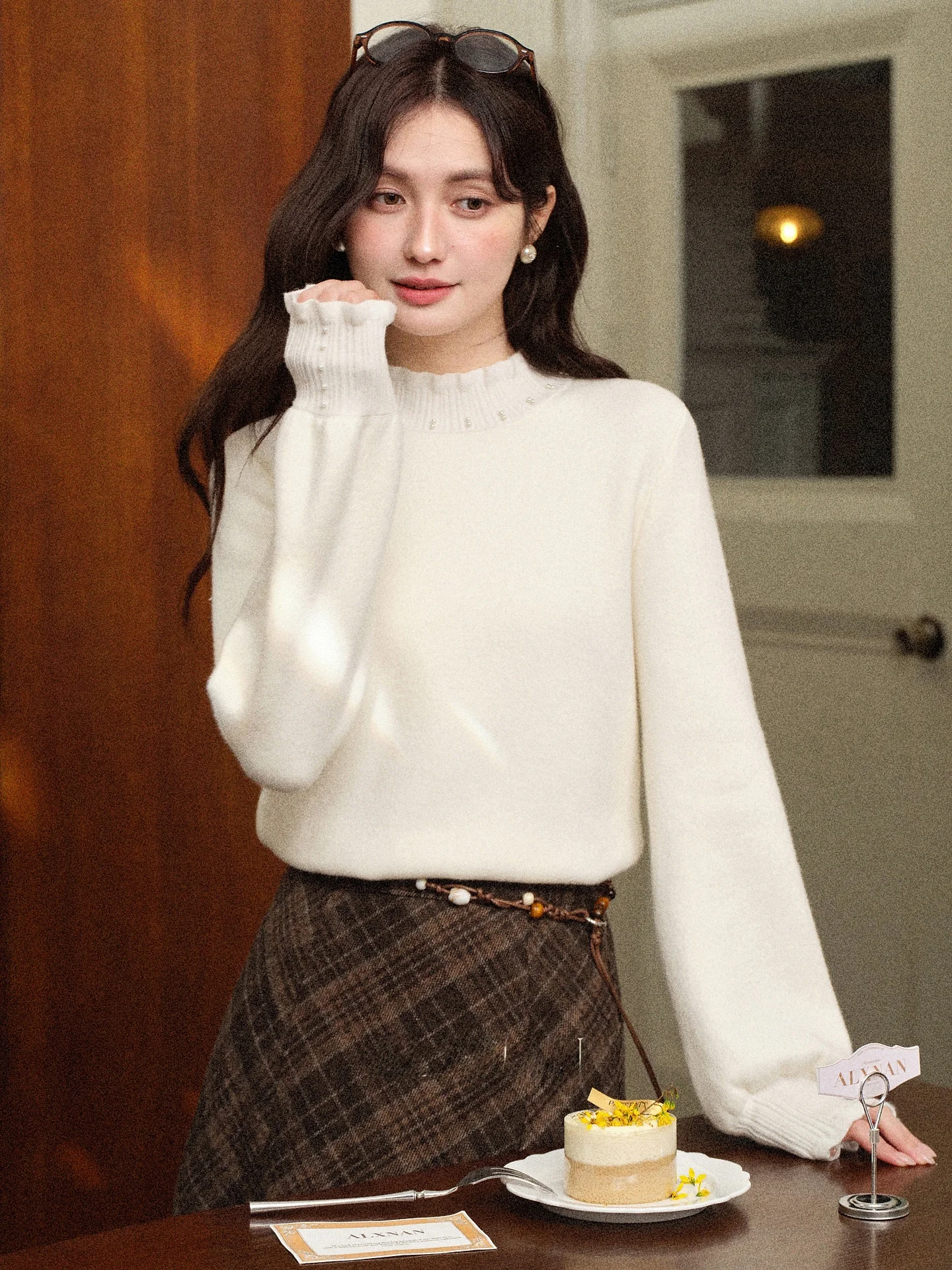 

Мягкий хлопковый вязаный свитер с начесом и длинными рукавами для женщин, зимний, свободный, базовый слой, внутренняя одежда, топ с высоким воротником, комфортный