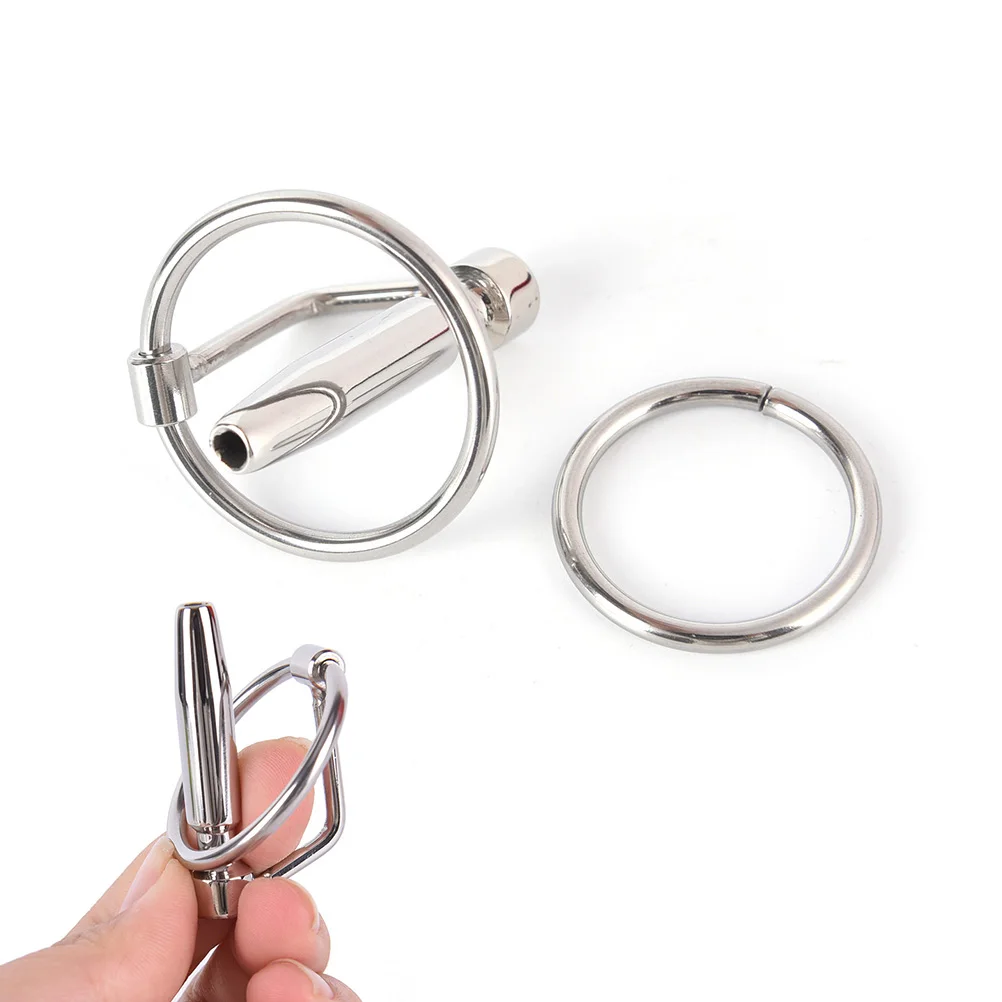 Stainless Steel 45mm Urethral Sound Dilators Hollow Penis Plug With Glans Rings Sex Products For Men Male Chastity Device