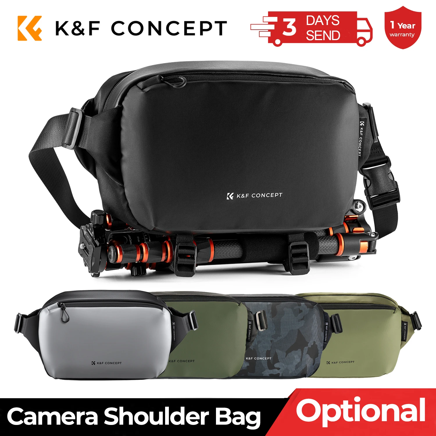 K&F CONCEPT 10L 카메라 숄더백 디지털 캐논/니콘/소니/DJI 드론용 경량 여행 사진 슬링백 휴대용 파우치
