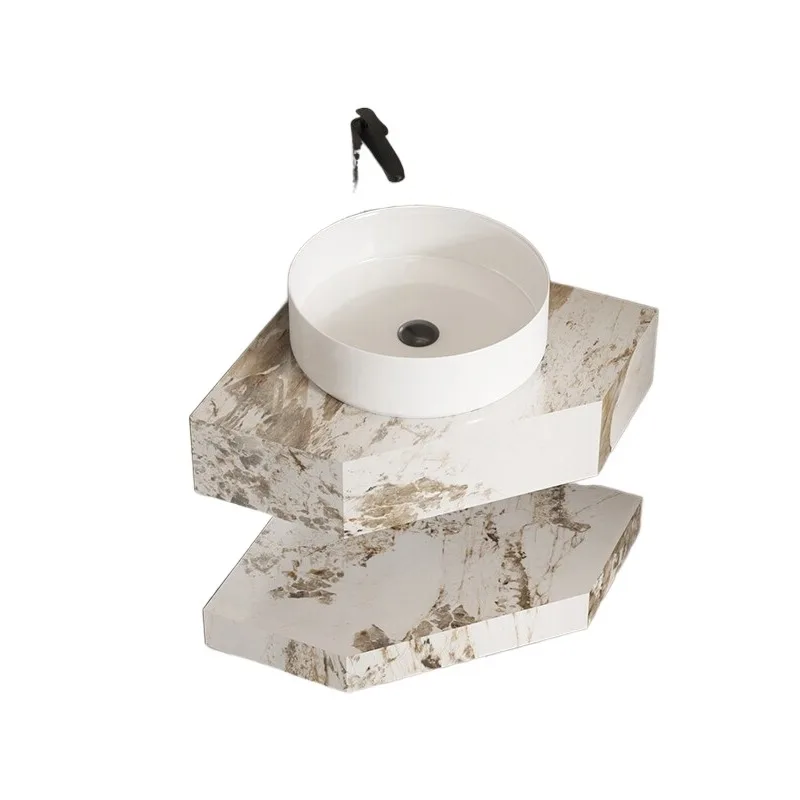 

Double-layer rock slab triangular washbasin platform integrated corner corner washbasin small apartment