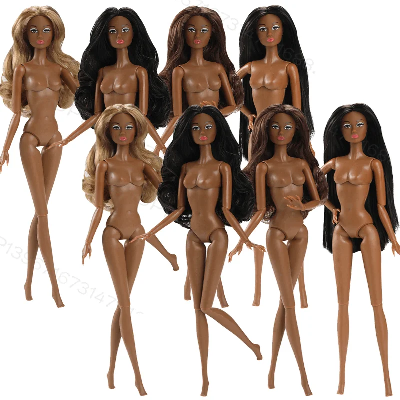 Супермодель африканской черной кожи, 32 см, голая кукла, игрушка для девочки, фигурка, модель, подвижные вьющиеся прямые волосы, аксессуары BJD, подарок