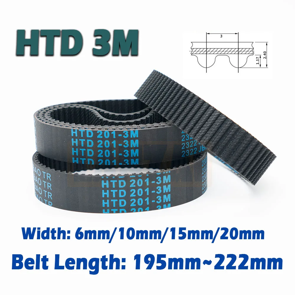 

HTD3M Rubber Closed Loop Timing Belt Width 6/10/15mm Length 195~222mm Telecar CNC 195 198 201 204 207 210 213 216 219 222mm 3M