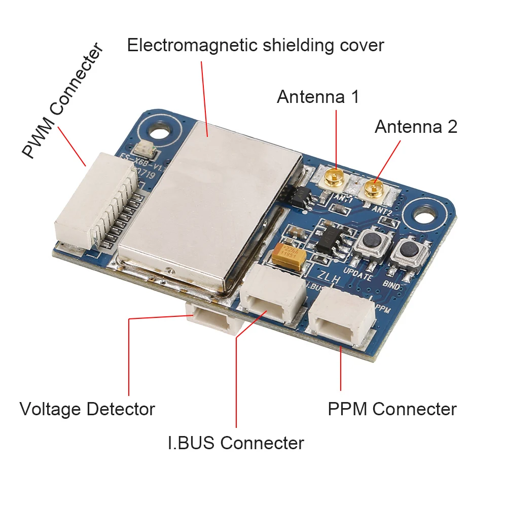 FlySky FS-X6B 2.4G PWM PPM I.BUS Receiver for FPV Racing Drone FS-i10 FS-i8 FS-I6X FS-i4 FS-i6 FS-i6S Transmitter