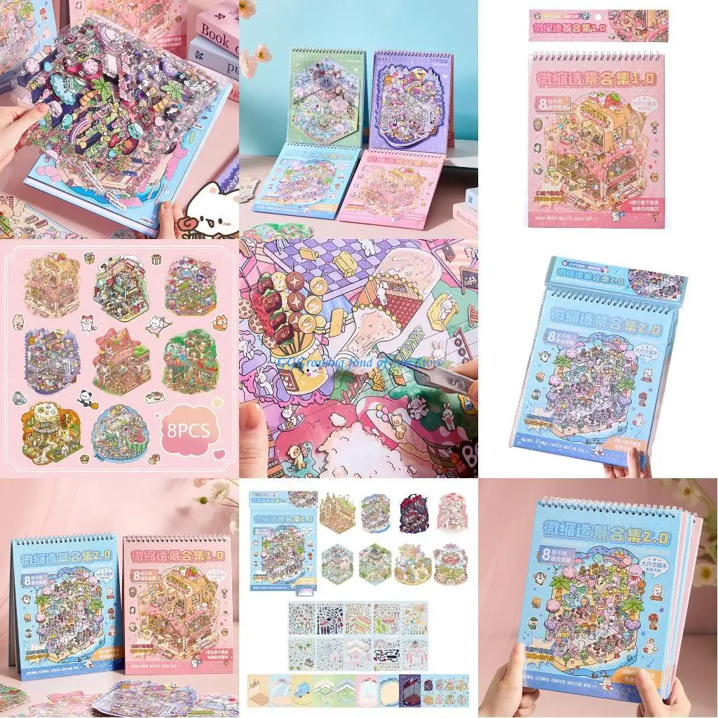 H9EB Island Scenes Sticker Scrapbooking Decorative Scenery Sticker For Journal Memory Book Phone Cover Laptop Decoration