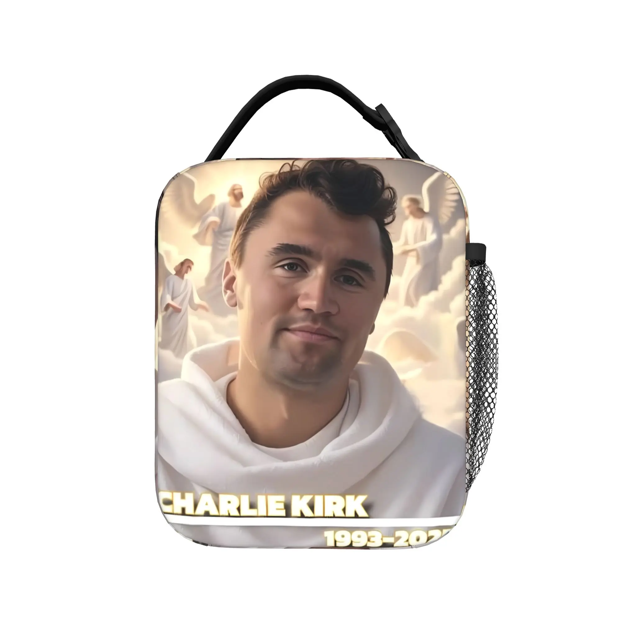 

Сумка для обеда Charlie Kirk Angelic Advocate, повседневная сумка для обеда, школьная портативная изолированная сумка-тоут для еды, сумка-холодильник из оксфордской ткани для взрослых