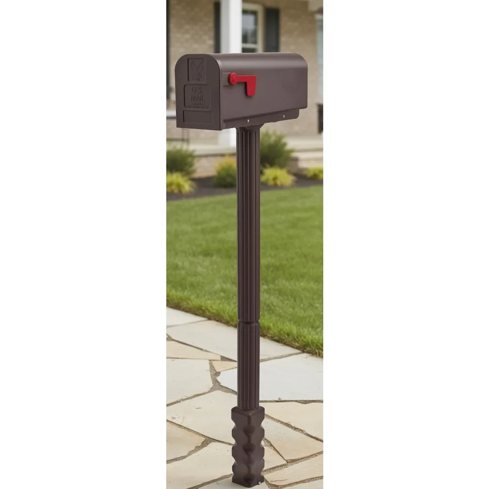 

Rust-Proof Plastic Mailbox with Post, Mocha Finish, USPS Approved for Residential Delivery