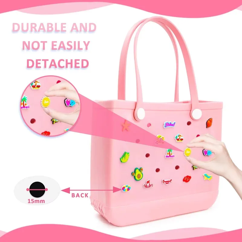 Cute Charm Bogg Bag Pins Bit Rubber Waterproof Summer Women Tote Beach Handbag Decorative Buckles Inserts Bogg Bag Accessories