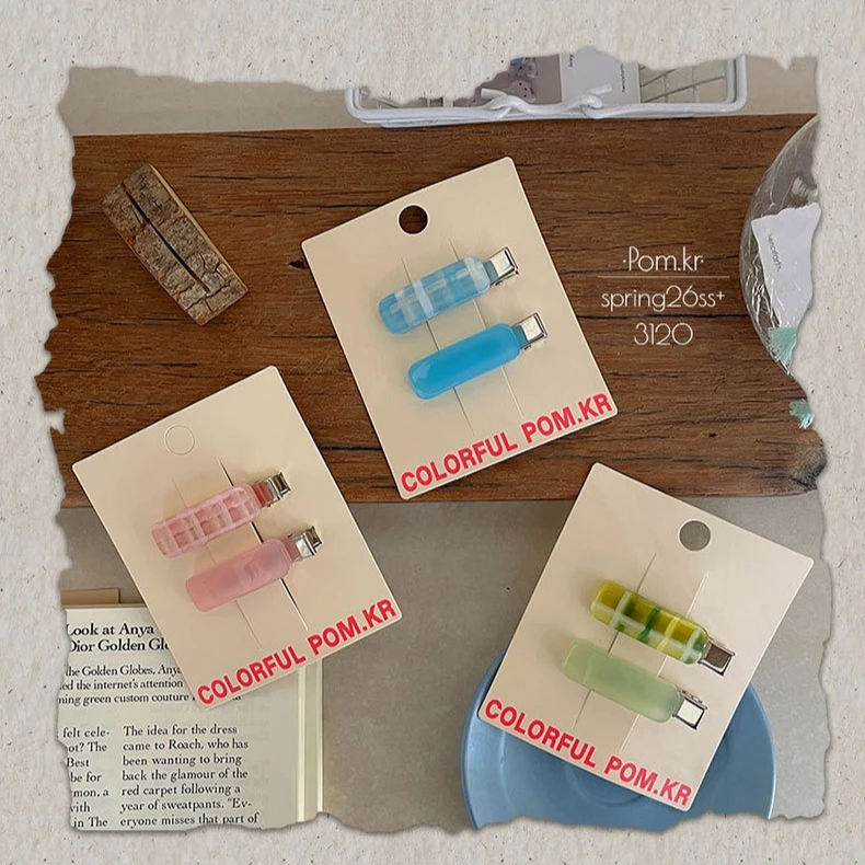 

2Pcs Square Jelly Duck Bill Clip Sweet Ins Style Acetate Side Bangs Snap Barrette For Kids Toddler Girls Daily Cute Hairpin