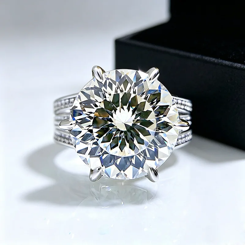 Anillo Solitario con Diamante de Laboratorio de 10 Quilates, 100% Plata de Ley 925, Anillos de Boda para Mujer y Hombre, Joyería de Compromiso