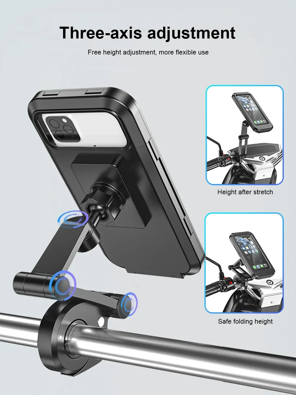 Waterproof Motorcycle Bike Mobile Phone Holder Magnetic Universal Bicycle GPS 360° Swivel Adjustable Motorcycle Cellphone Holde