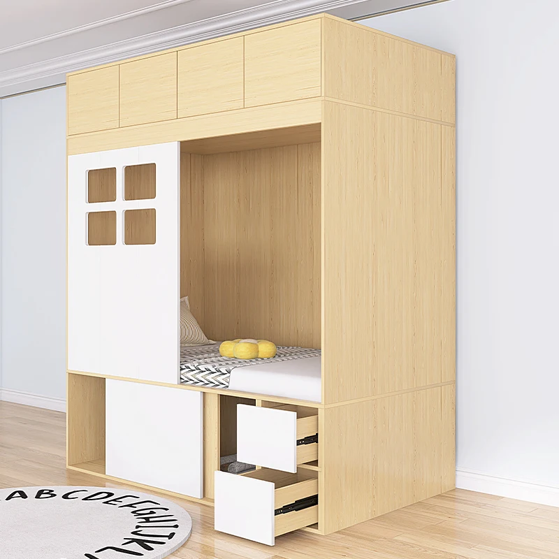 

Living room partition bed cabinet integrated Hong Kong small apartment living room tatami locker custom one room to two roo