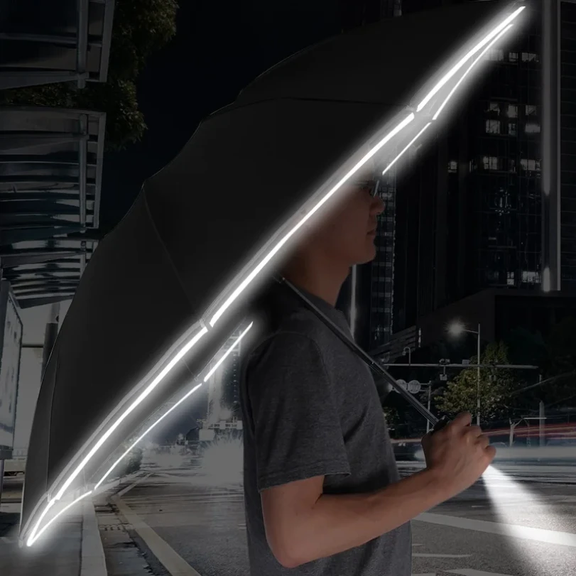 LED Umbrella Male Fully Automatic Reverse Umbrella Female Dual Purpose Folding Automatic Umbrella Large Size - Image 5