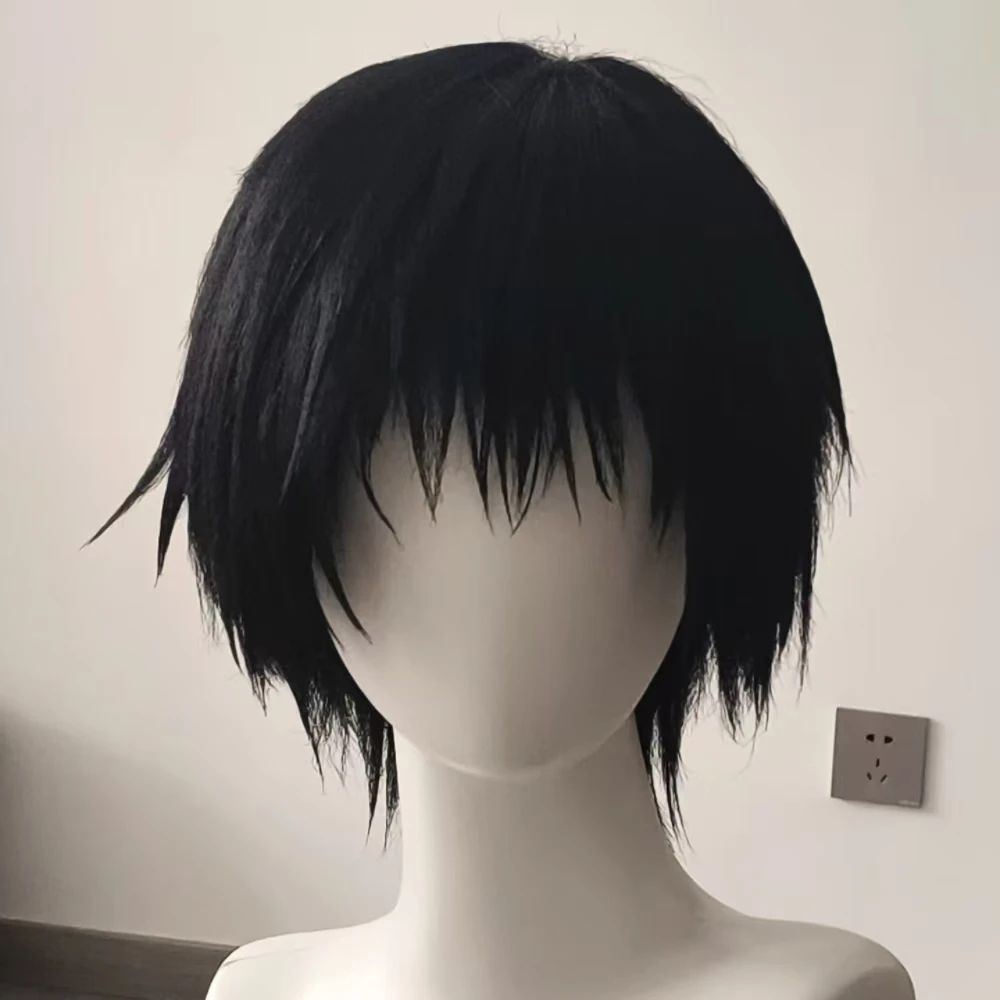 Anime Toji Fushiguro Cosplay Wig Short Black Hair Heat Resistant Synthetic Wig With Rose Net Anime Party Halloween Wig For Men